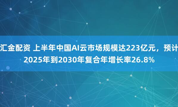 汇金配资 上半年中国AI云市场规模达223亿元，预计2025年到2030年复合年增长率26.8%