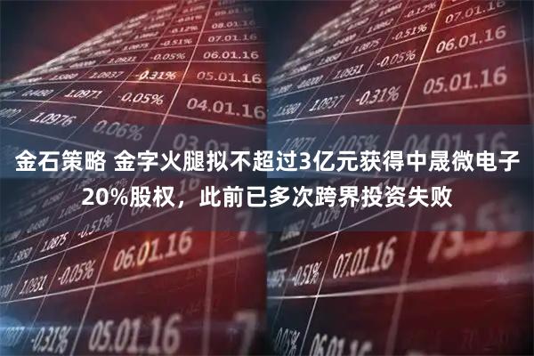 金石策略 金字火腿拟不超过3亿元获得中晟微电子20%股权，此前已多次跨界投资失败