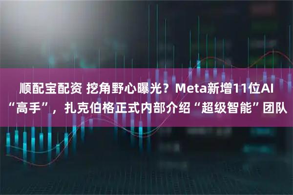 顺配宝配资 挖角野心曝光？Meta新增11位AI“高手”，扎克伯格正式内部介绍“超级智能”团队