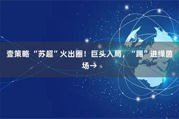 壹策略 “苏超”火出圈！巨头入局，“踢”进绿茵场→